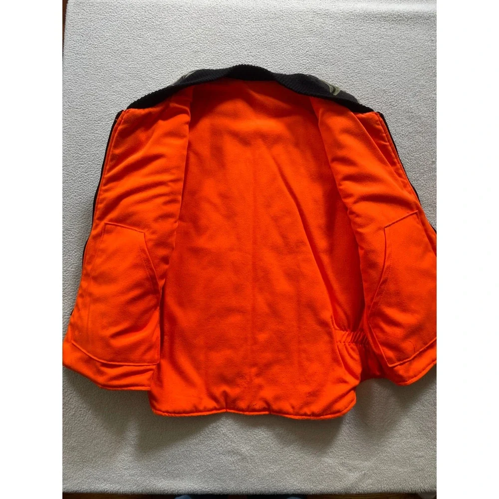 80s Walls USA Mens Large Hunting Vest Camo Orange Reversible Insulated Duck